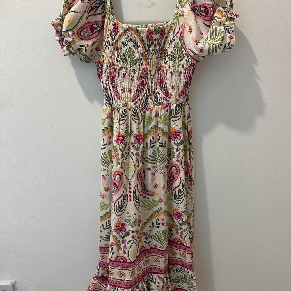 Lapogee Women's tropical linen cotton Dress size medium petite